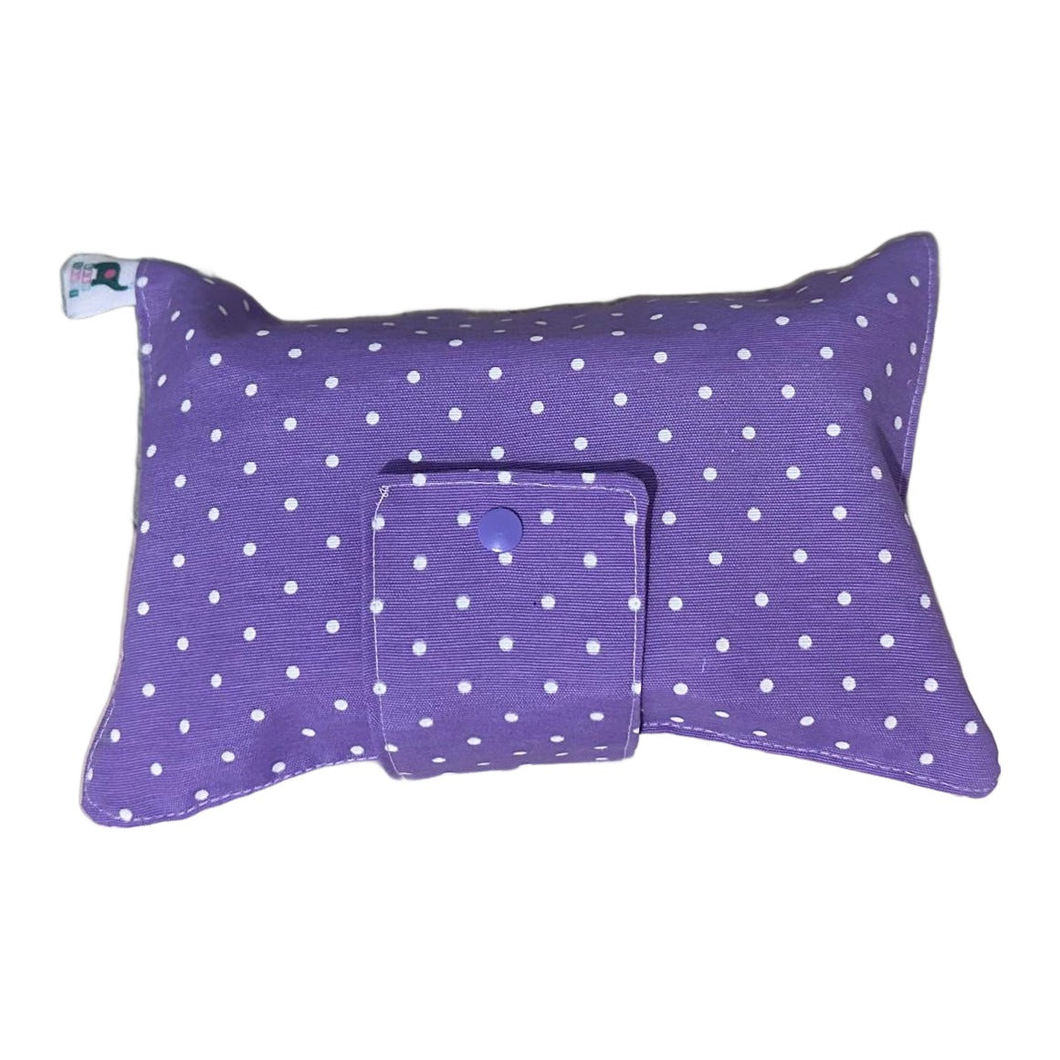 Pañalera portátil Baby Santi lila con lunares - cerrada